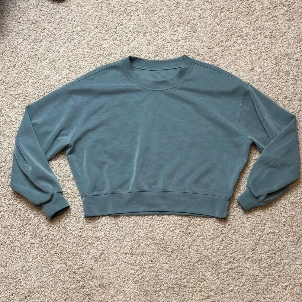 Lululemon Softstreme Crew Neck Sweatshirt Womens US 4 Green Grey Worn Once